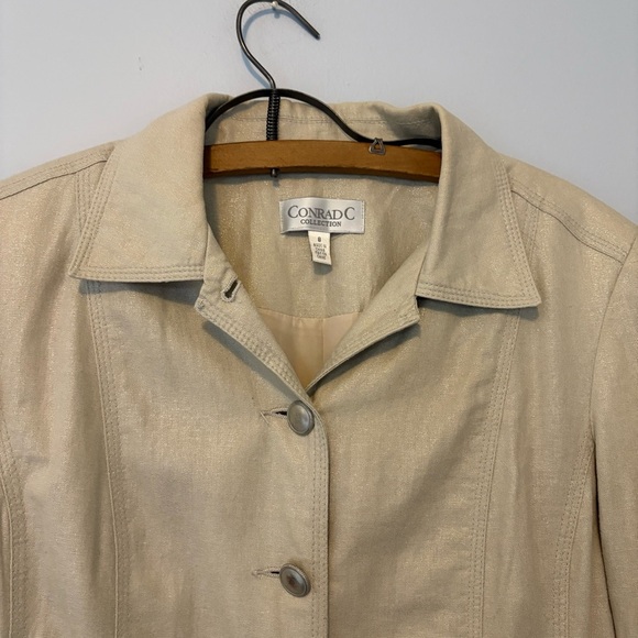 Conrad C Woman’s 8 Linen Metallic Collared Jacket Blazer - Picture 2 of 8